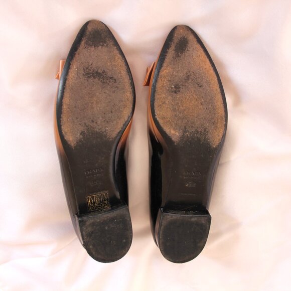 Prada Ombre Patent Leather Ballet Flats with Bow Size 35.5 / US 5.5 - Picture 3 of 8
